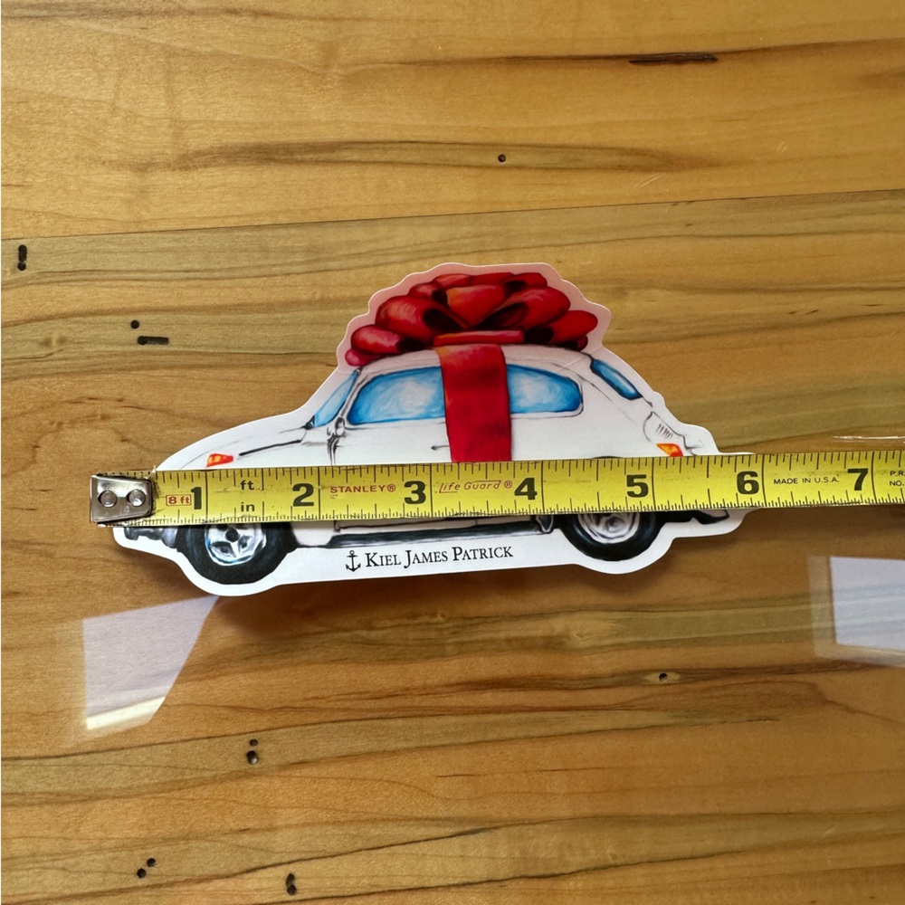 Kiel James Patrick KJP Volkswagen White Bug Car Christmas Red Bow Sticker - Picture 3 of 4
